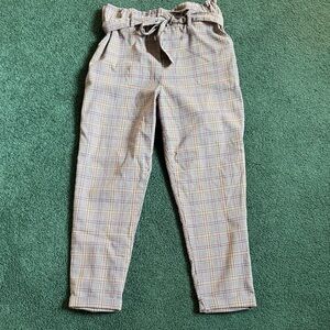 Plaid high waisted trousers